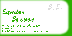 sandor szivos business card